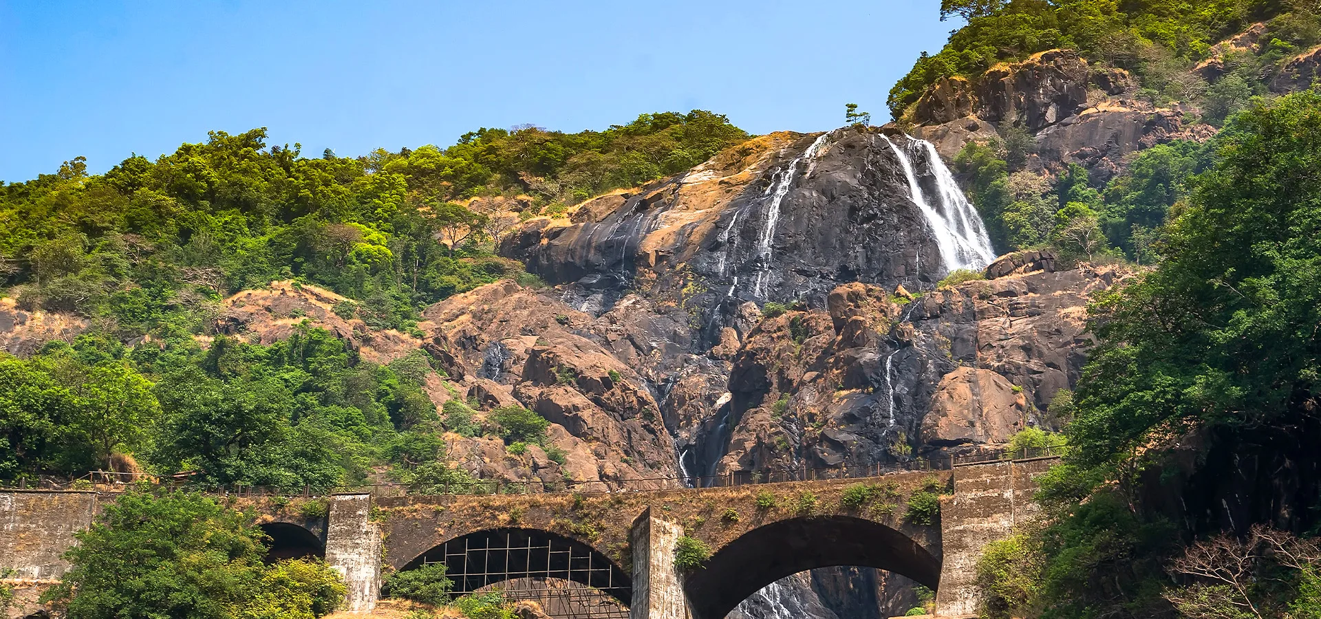 Dudhsagar Falls Goa Karnataka border waterfall jungle